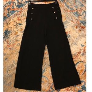 Black Wide Leg Zara Pants, Button details